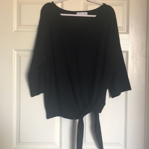 2XL Lightweight Sweater Tie Front Black